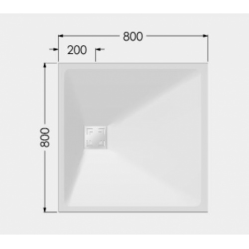 Receveur de douche adapté PMR et Séniors ONYX Exclusif Blanc 80x80cm ONYX EXCLUSIF 80x80 Schéma