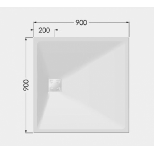 Receveur de douche adapté PMR et Séniors ONYX Exclusif Blanc 90x90cm ONYX EXCLUSIF Blanc 90x90 Schéma