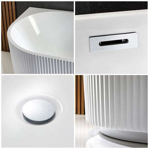 Baignoire d'angle NONNA cannelée 80x170cm Blanc - Angle à droite C-4239-17_5