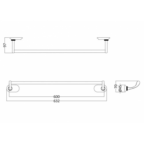 Porte serviette GUILD 60 GU015L Schéma