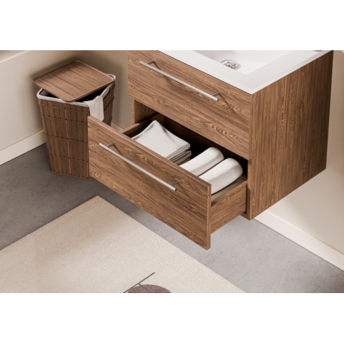Meuble NEPTUNE Héritage Chêne 60 cm - Miroir Slim Neptune 60 - Tiroir - Heritage chene