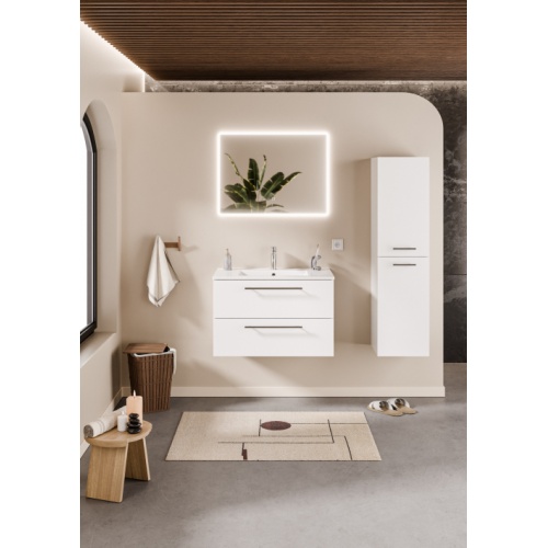 Meuble NEPTUNE Blanc 80 cm - Miroir Reflet