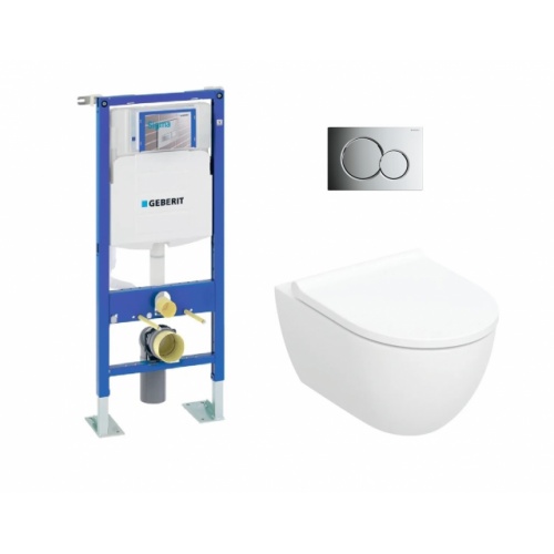 Pack complet WC Geberit UP320 + Cuvette ACANTO TurboFlush + Plaque Chromé Brillant