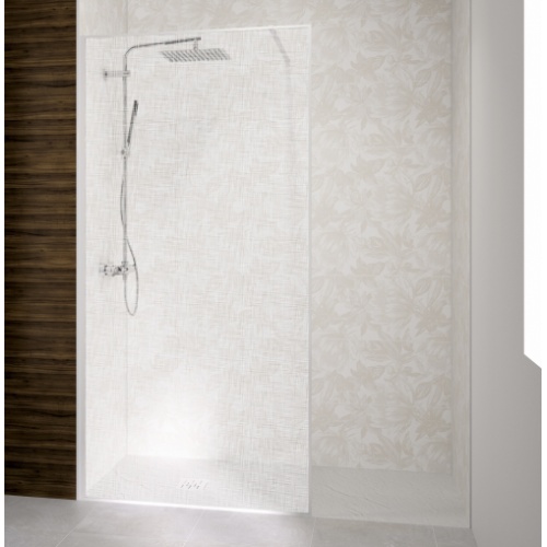 Paroi de douche SOLO DESIGN + Tissage - Blanc grainé - 80cm