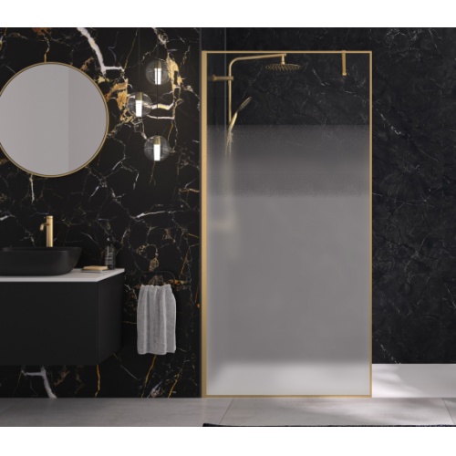 Paroi de douche SOLO DESIGN + Cosmos XL - Or Brossé - 80cm - Gauche