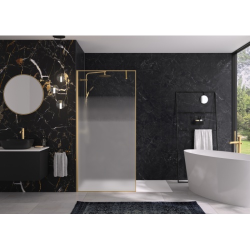Paroi de douche SOLO DESIGN + Cosmos XL - Or Brossé - 80cm - Gauche solo-design-plus-Cosmos XL Gauche