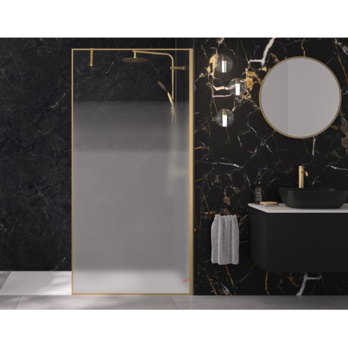 Paroi de douche SOLO DESIGN + Cosmos XL - Or Brossé - 100cm - Droite