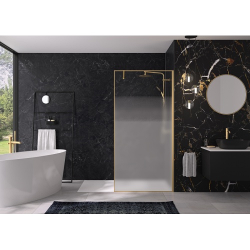Paroi de douche SOLO DESIGN + Cosmos XL - Or Brossé - 100cm - Droite solo-design-plus-Cosmos XL Droite