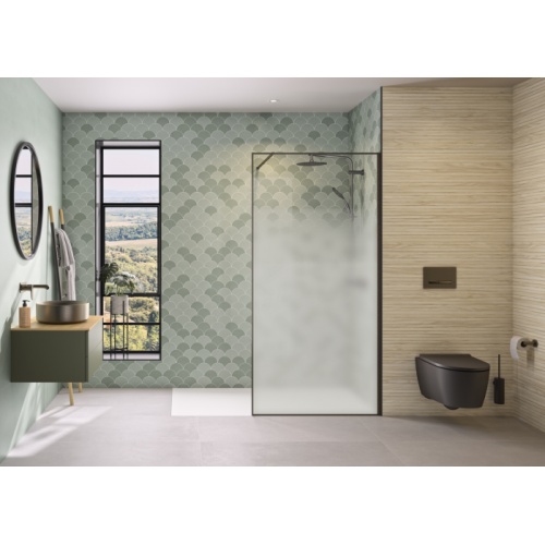 Paroi de douche SOLO DESIGN + Cosmos XL - Graphite Brossé - 90cm - Droite solo-design-plus-gcoxe-profile-a-droite