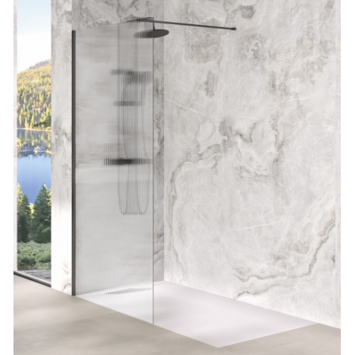 Paroi de douche walk-in SOLO DESIGN Flûte - Noir Mat - 80cm