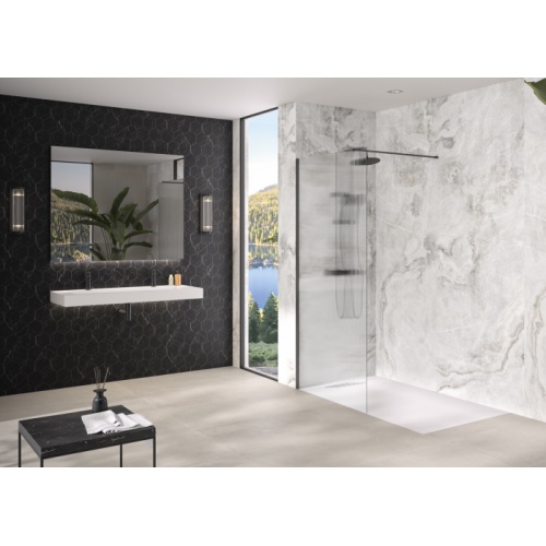 Paroi de douche walk-in SOLO DESIGN Flûte - Noir Mat - 80cm solo-design-nmfte