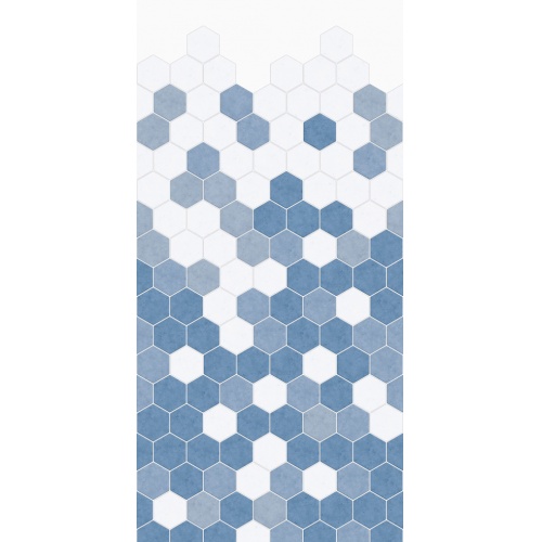 Panneau Mural décoratif KINEWALL DESIGN Tomette Camaïeu Bleu - L100xH202 cm