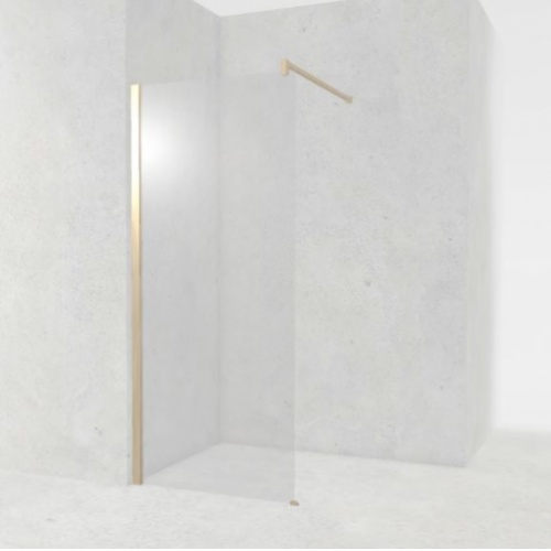 Paroi de douche Fixe KUADRA H Transparent 30cm - Profilé Or Brossé