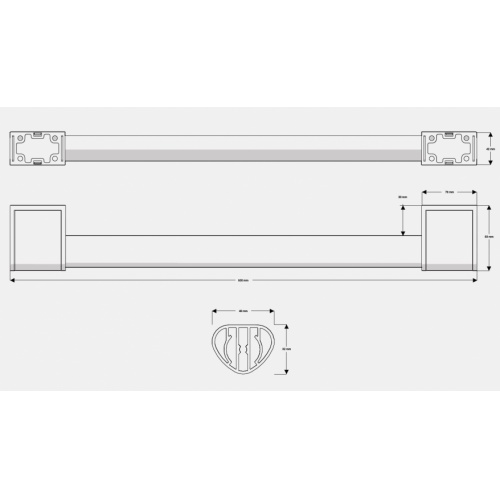 Barre d'appui droite adaptée PMR et Séniors, ONYX II Black Edition - 600 mm Schéma_12803BLK-LS