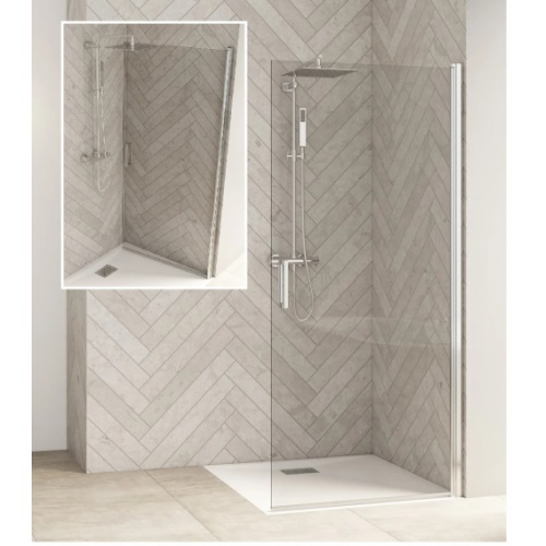 Paroi simple pivotante SOLO P Chromé - Transparent - 85cm SOLO P Chromé Plié
