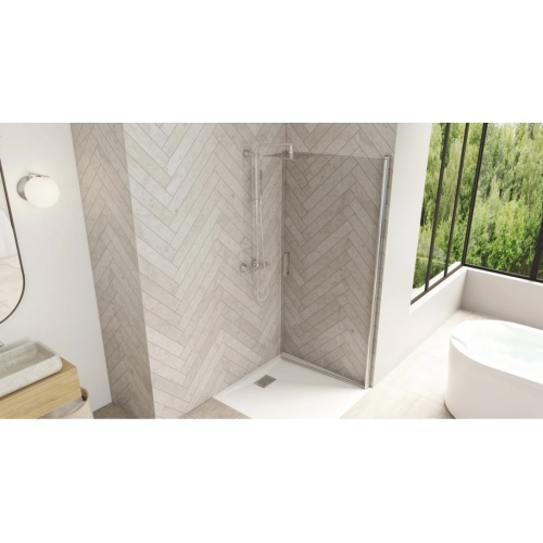 Paroi simple pivotante SOLO P Chromé - Transparent - 85cm SOLO P Chromé