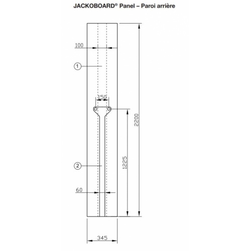 Plaque de renfort Panel Jackoboard Panel Schéma Vue de face