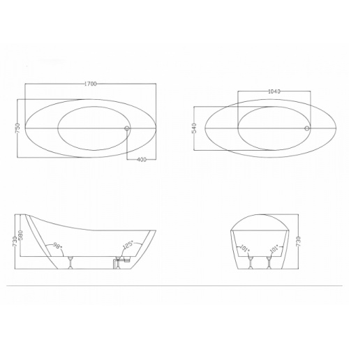 Baignoire ilot autoportante BALI 170x75 cm avec robinetterie intégrée baignoire-ilot_C-3114