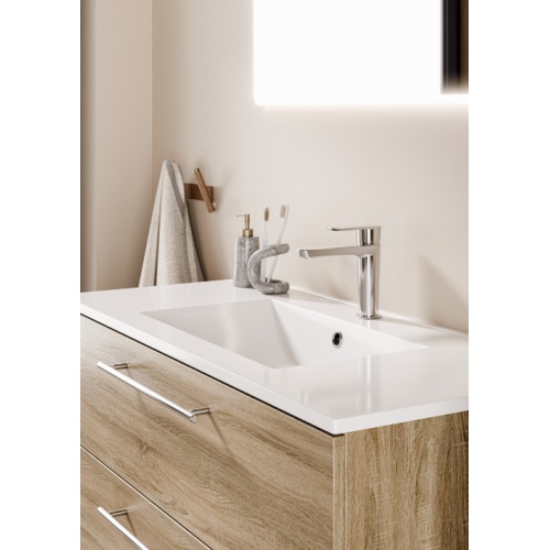 Meuble NEPTUNE Bois Clair 100cm -Vasque Centrée - Miroir Slim Neptune 100 - Cote - Bois clair