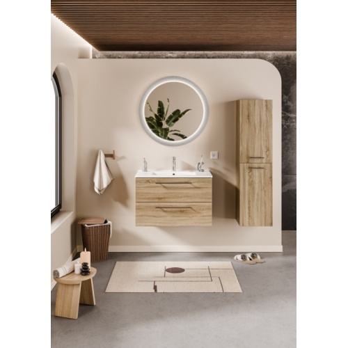 Meuble NEPTUNE Bois Clair 80 cm - Miroir Perle