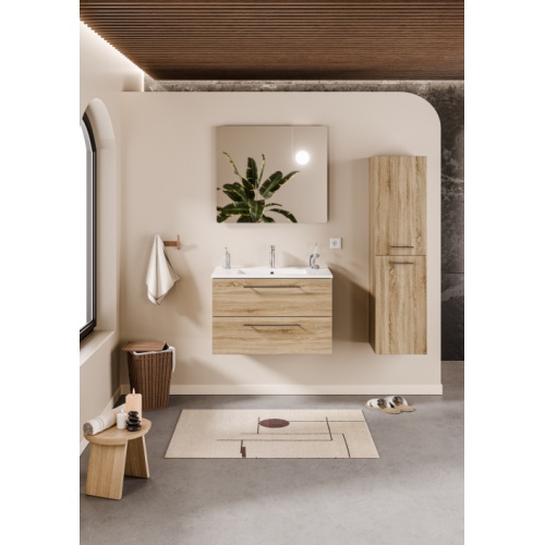 Meuble NEPTUNE Bois Clair 80 cm - Miroir Elégance