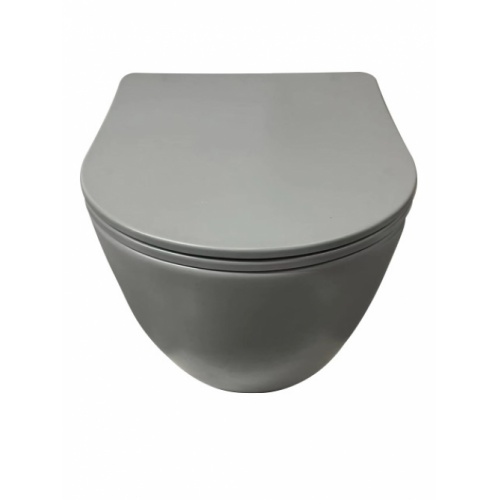Cuvette suspendue sans bride KELOS Flush Gris Clair avec abattant 