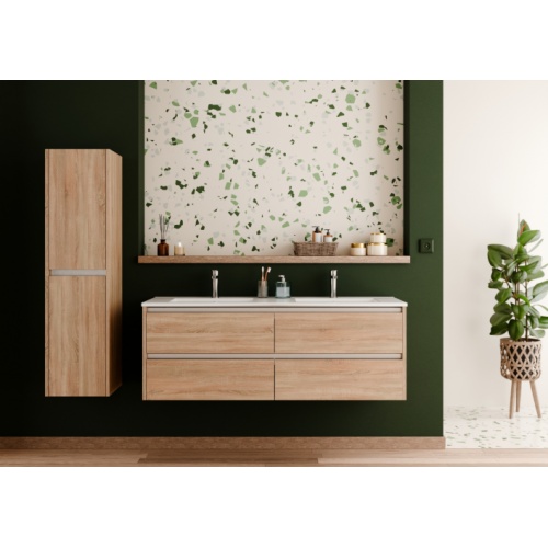 Meuble double vasque JUPITER 3.0 Bois Clair 140cm - Sans miroir