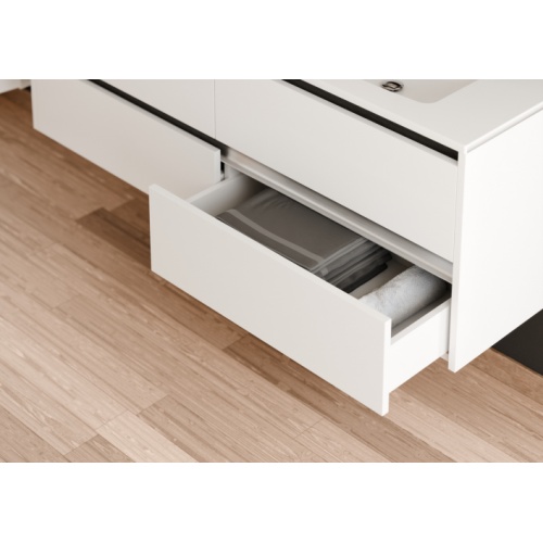 Meuble double vasque JUPITER 3.0 Blanc Brillant 140cm avec miroir Reflet Jupiter 140 - Tiroir - Blanc