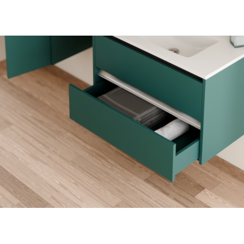 Meuble vasque JUPITER 3.0 Bleu Canard 80 cm - SANS miroir Jupiter 80 - Tiroir - Bleu canard