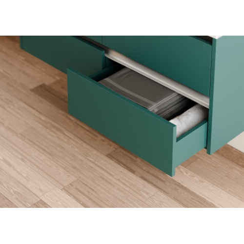 Meuble double vasque JUPITER 3.0 Bleu Canard 120cm avec Miroir ELEGANCE Jupiter 120 - Tiroir - Bleu canard
