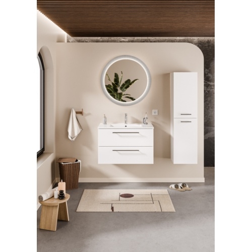Meuble NEPTUNE Blanc Brillant 80 cm - Miroir Perle