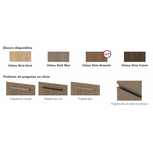 Meuble de salle de bain STRIATO Chêne Strié Miel Coloris Striato