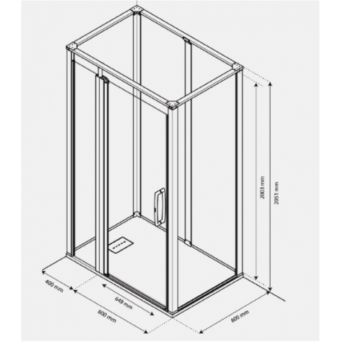 Cabine de douche ONYX en angle 1200x800cm - Version Gauche 1280CDLCWH