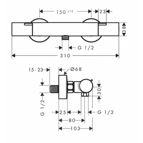 Mitigeur thermostatique ouche C3 Ecostat Fine Chromé 13326000_4