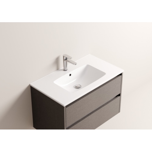 Meuble vasque JUPITER 3.0 Tissé Gris 80 cm - SANS miroir Jupiter 80 - Vasque LAVA - Gris tisse