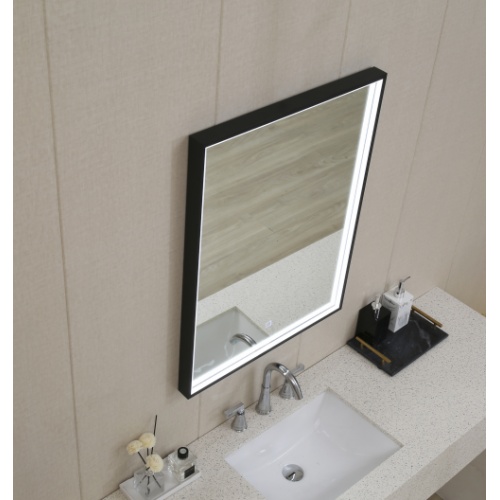 Miroir avec cadre Noir Mat QUADRO rétroéclairé LED - 80cm QUADRO Miroir avec cadre Noir Mat QUADRO rétroéclairé LED - 80cm QUADRO