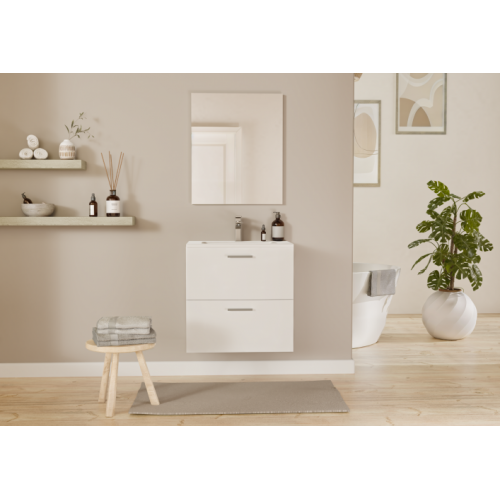 Meuble de salle de bain TIXIKIT 60 en kit - 2 tiroirs - Blanc Brillant
