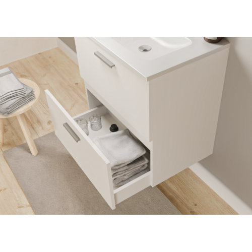 Meuble de salle de bain TIXIKIT 60 en kit - 2 tiroirs - Blanc Brillant TIXIT_60_TIROIRS_BLANC_OUVERTES