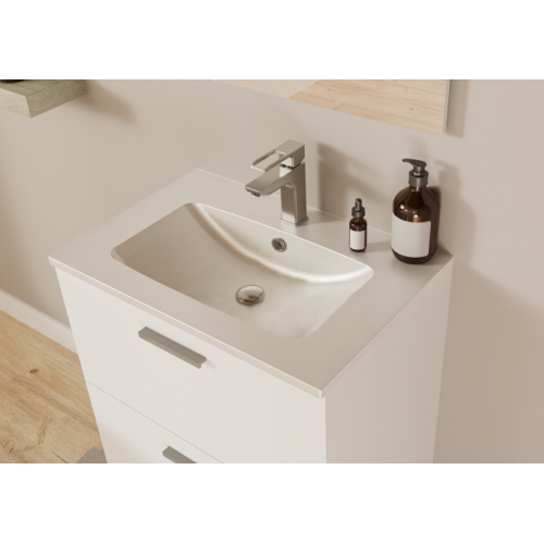 Meuble de salle de bain TIXIKIT 60 en kit - 2 tiroirs - Blanc Brillant TIXIT_60_TIROIRS_BLANC_VASQUE