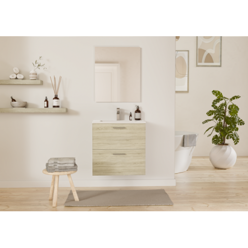 Meuble de salle de bain TIXIKIT 60 en kit - 2 tiroirs - Bois Clair
