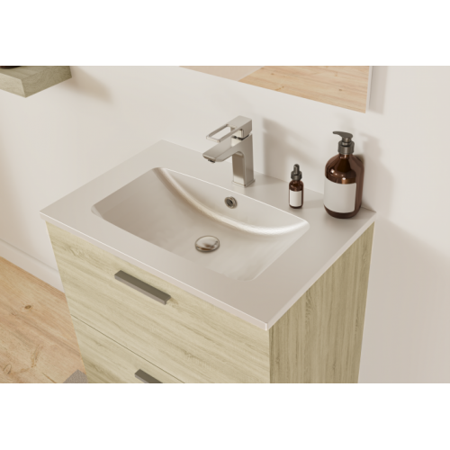 Meuble de salle de bain TIXIKIT 60 en kit - 2 tiroirs - Bois Clair TIXIT_60_TIROIRS_BOIS_VASQUE