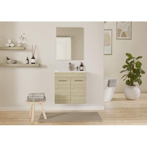 Meuble de salle de bain TIXIKIT 60 en kit - 2 portes - Bois Clair