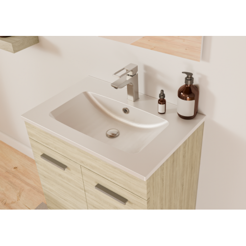 Meuble de salle de bain TIXIKIT 60 en kit - 2 portes - Bois Clair TIXIT_60_PORTES_BOIS_CLAIR_VASQUE