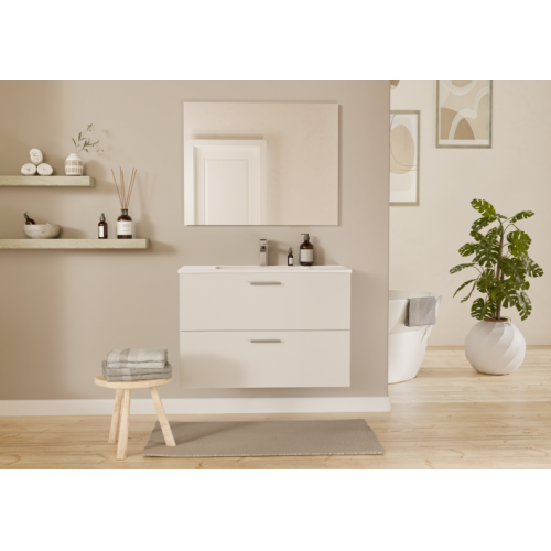 Meuble de salle de bain TIXIKIT 80 en kit - 2 tiroirs - Blanc Brillant