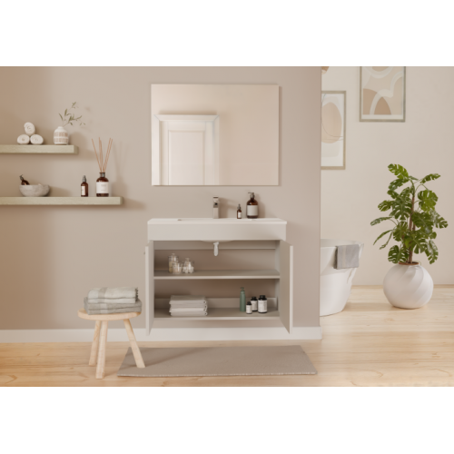 Meuble de salle de bain TIXIKIT 80 en kit - 2 portes - Blanc Brillant TIXIT_80_PORTES_BLANC_OUVERT