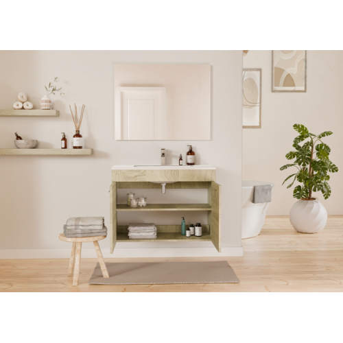 Meuble de salle de bain TIXIKIT 80 en kit - 2 portes - Bois Clair TIXIT_80_PORTES_BOIS_CLAIR_OUVERTES