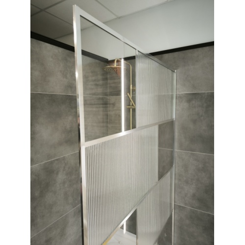 Paroi de Douche Fixe ART DECO - Verre en Relief & Profilé Nickel Brossé - L120cm ART DECO Inox (1) Paroi de Douche Fixe ART DECO - Verre en Relief & Profilé Nickel Brossé - L120cm ART DECO Inox (1)