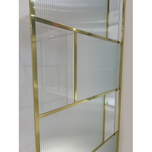 Paroi de Douche Fixe ART DECO - Verre en Relief & Profilé Or Brossé - L120cm gold 1 Paroi de Douche Fixe ART DECO - Verre en Relief & Profilé Or Brossé - L120cm gold 1