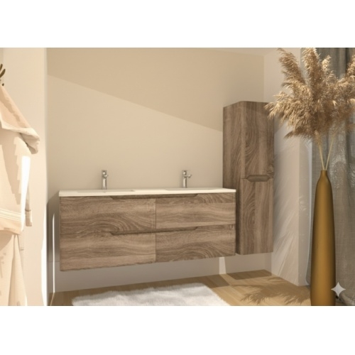 Meuble double vasque LUNA Bois Foncé 140cm sans miroir Meuble double vasque LUNA Bois Foncé 140cm sans miroir