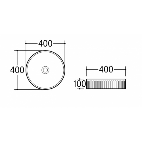 Vasque à poser cannelée BEYOND Ø 40 cm Blanc brillant BEYOND Schéma Vasque à poser cannelée BEYOND Ø 40 cm Blanc brillant BEYOND Schéma